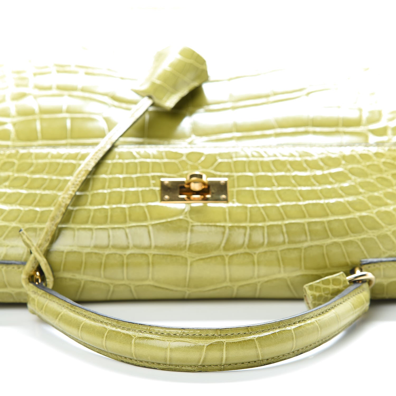 Hermes Shiny Alligator Kelly Sellier 32 Vert Chartreuse 9 of 40