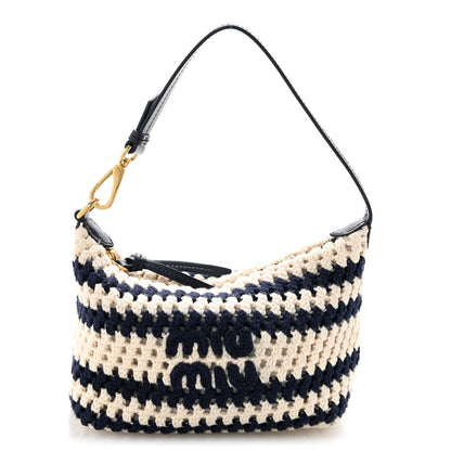 Miu Miu Fabric Crochet Pouch Blue White 1 of 10