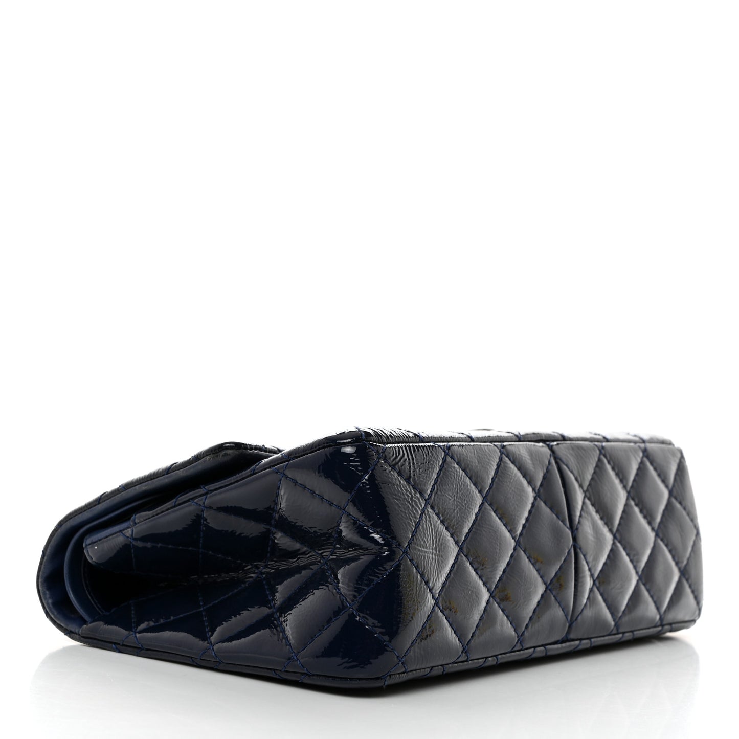 Distressed Patent Quilted 2.55 Reissue 227 Flap Dark Blue
