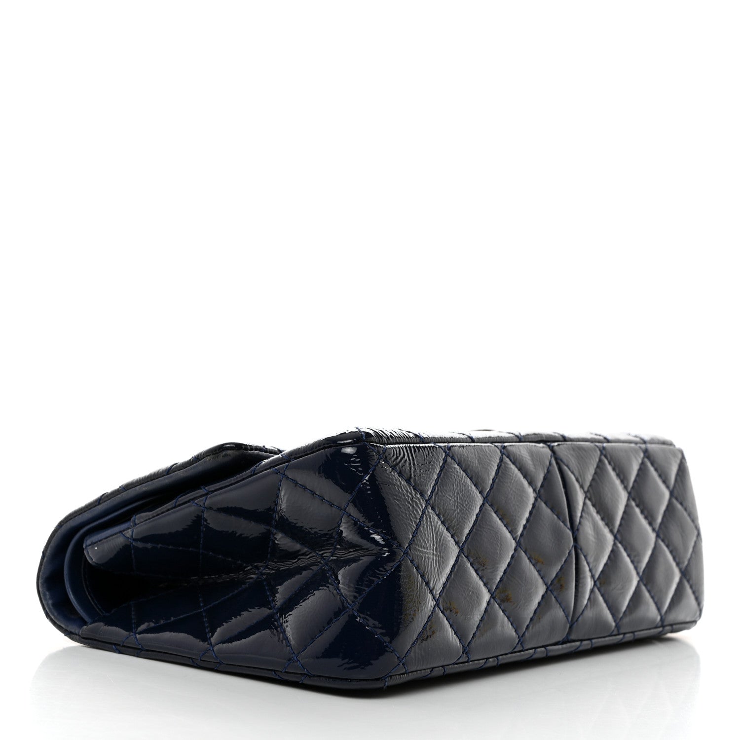 Chanel Distressed Patent Quilted 2.55 Reissue 227 Flap Dark Blue 4 of 13