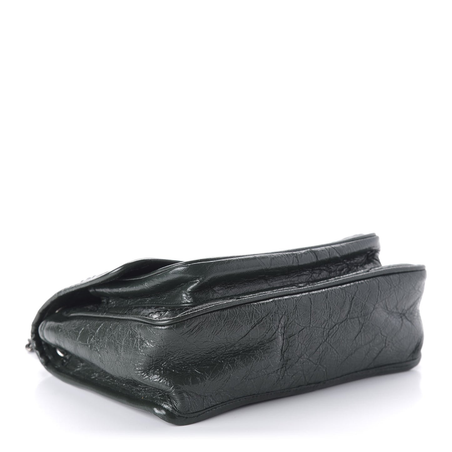 Crinkled Calfskin Matelasse Monogram Baby Niki Chain Satchel Dark Green