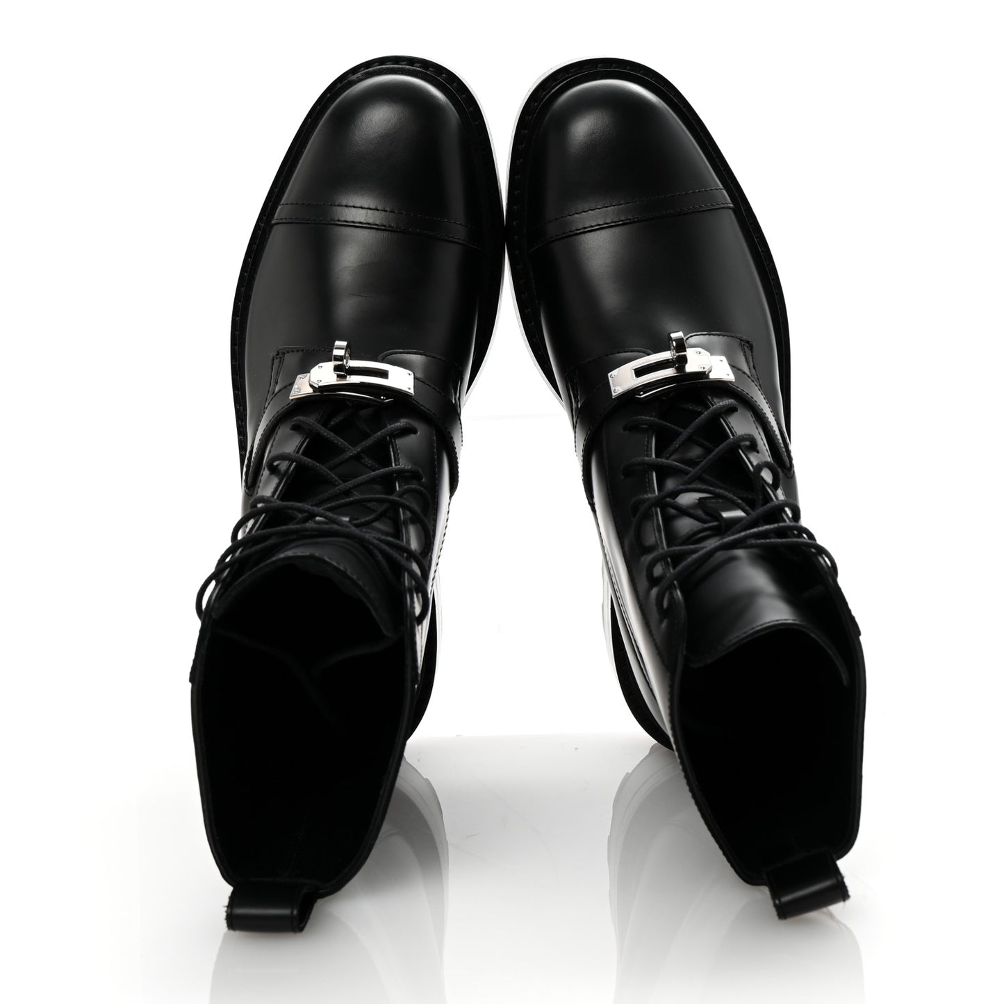 Glossed Calfskin Funk Ankle Boots 36 Black