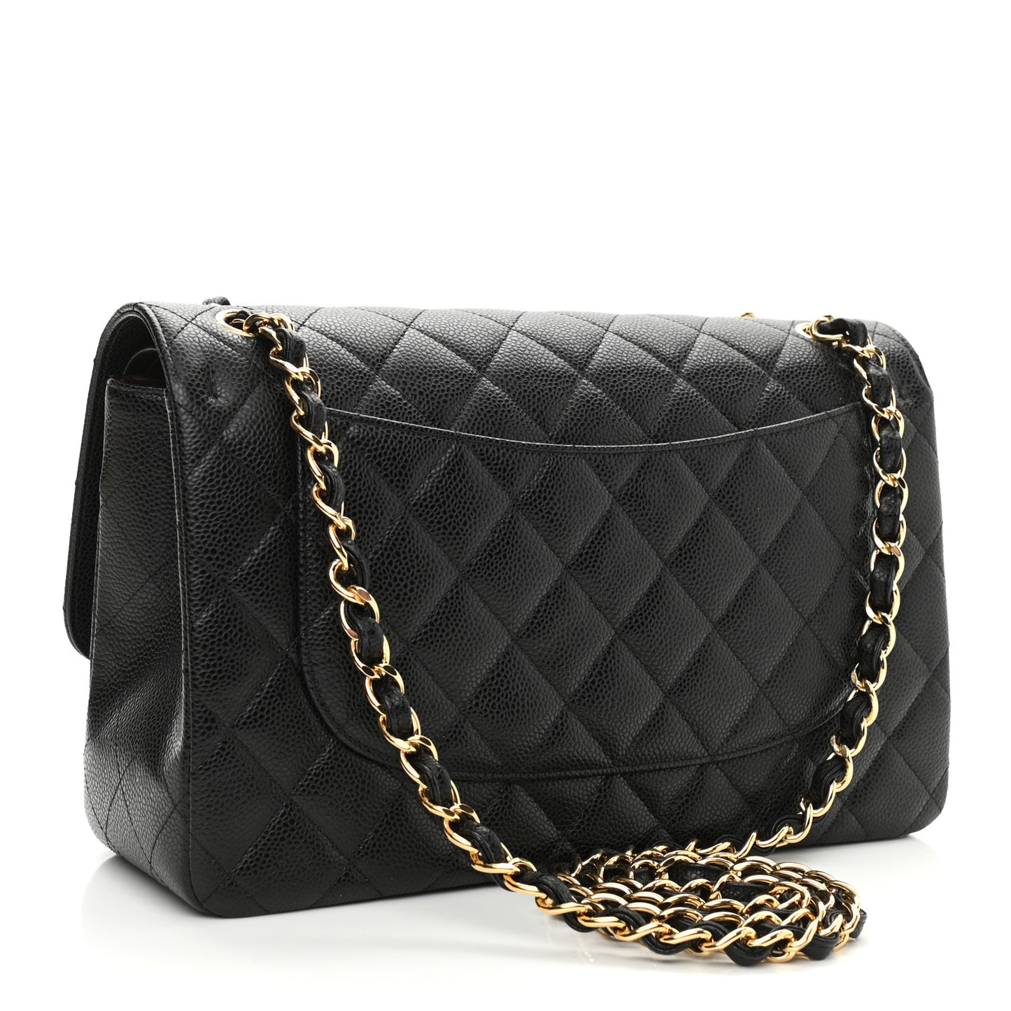 Caviar Quilted Jumbo Double Flap Black