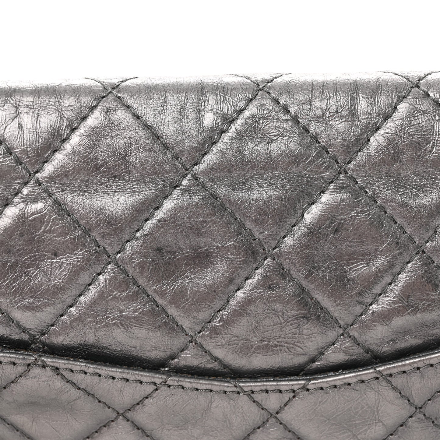 Metallic Aged Calfskin Quilted 2.55 Reissue 227 Flap Dark Silver