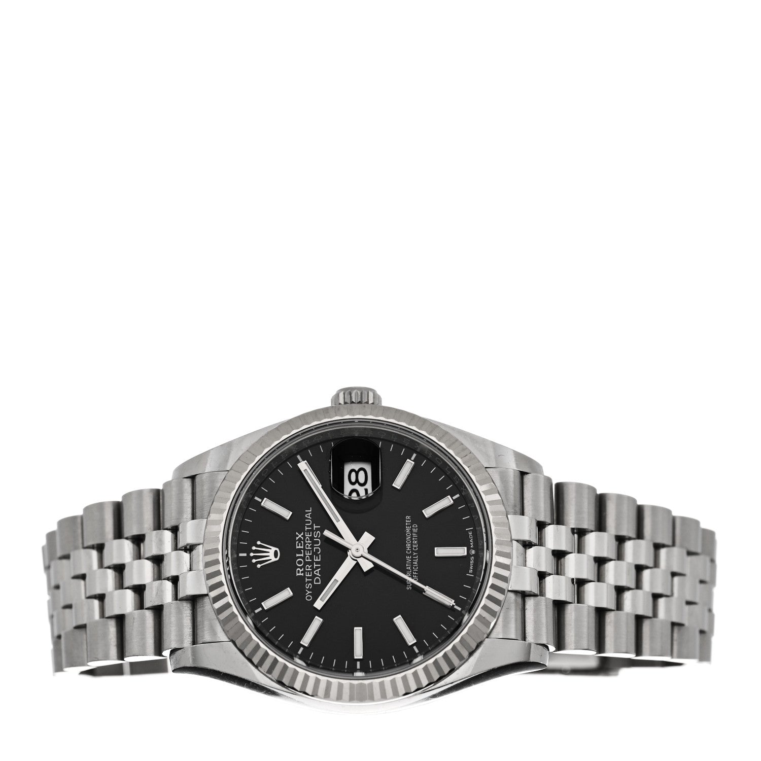 Rolex Stainless Steel 18K White Gold 36mm Oyster Perpetual Datejust Watch Bright Black 126234 2 of 5