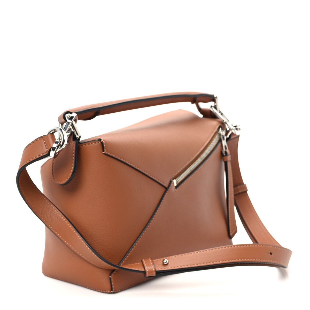 Calfskin Small Puzzle Edge Bag Tan