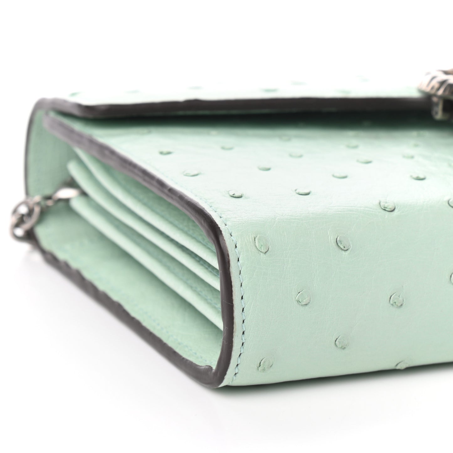 Ostrich Mini Dionysus Chain Wallet Light Green