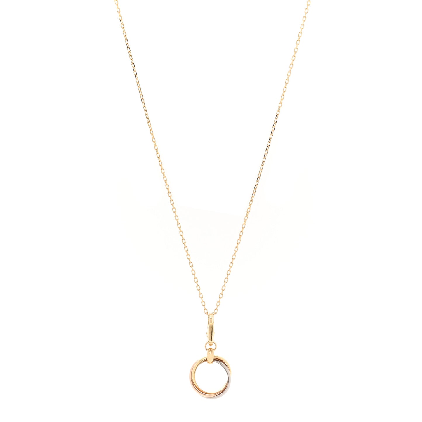 18K Pink Yellow White Gold Trinity Charm Necklace