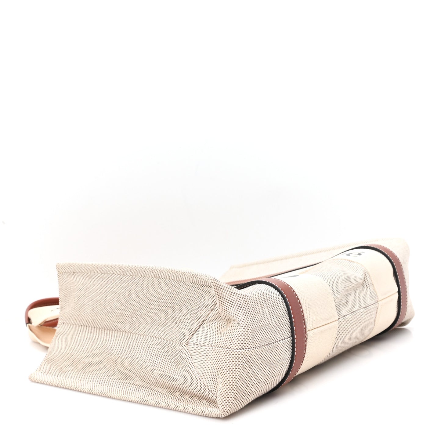 Cotton Calfskin Medium Woody Ribbon Tote White Brown