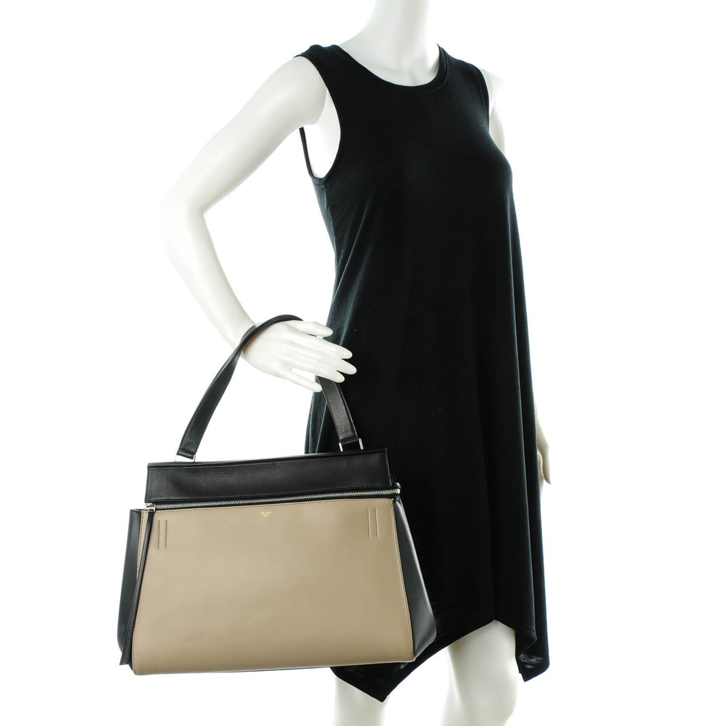 Smooth Calfskin Medium Edge Shoulder Bag Light Taupe