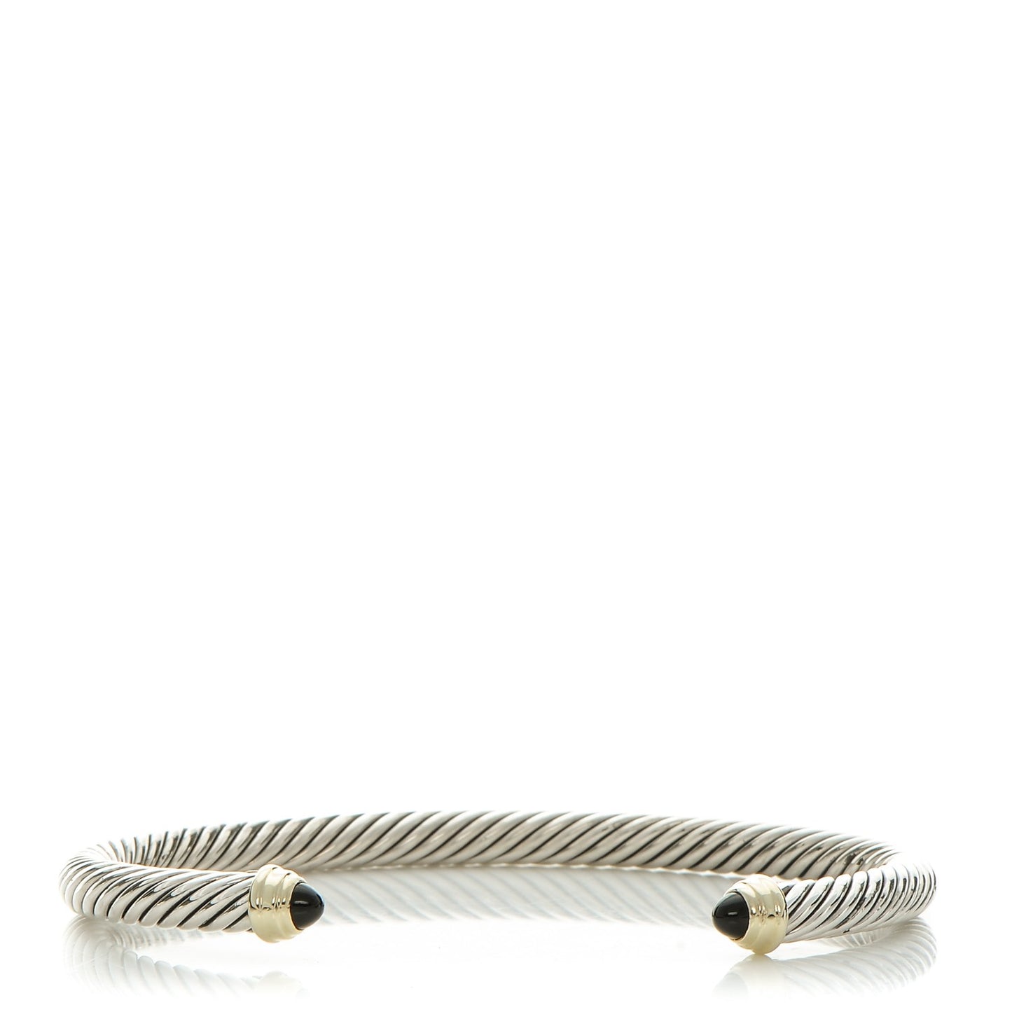 Sterling Silver 14K Yellow Gold Black Onyx 5mm Cable Classics Petite Color Bracelet