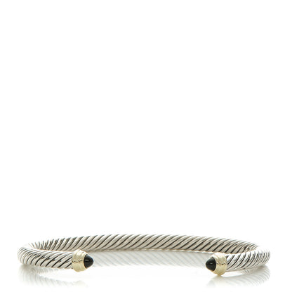 David Yurman Sterling Silver 14K Yellow Gold Black Onyx 5mm Cable Classics Petite Color Bracelet 1 of 4