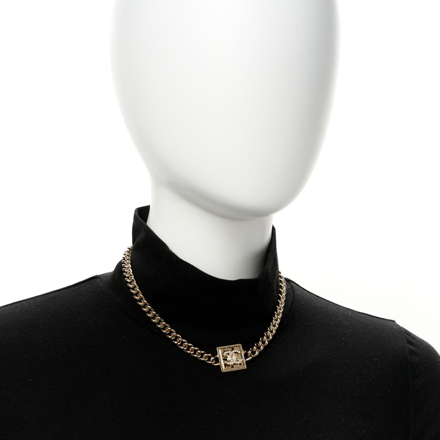 Metal Crystal CC Choker Gold