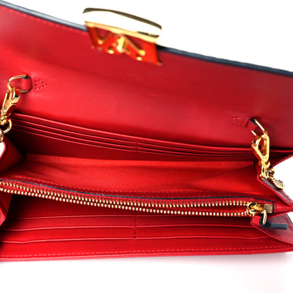 MCM Visetos Calfskin Large Mena Crossbody Wallet On Chain Cognac Ruby Red 4 of 10