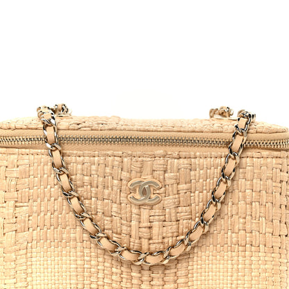 Chanel Braided Raffia Quilted Top Handle Slim Vanity Case With Chain Beige 9 of 11