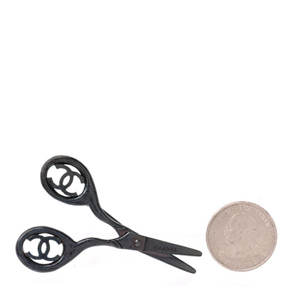 Chanel Metal Scissors CC Brooch Black 3 of 4