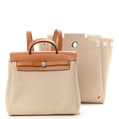 Hermes Toile Vache Calfskin Herbag 30 PM Backpack Natural 3 of 20