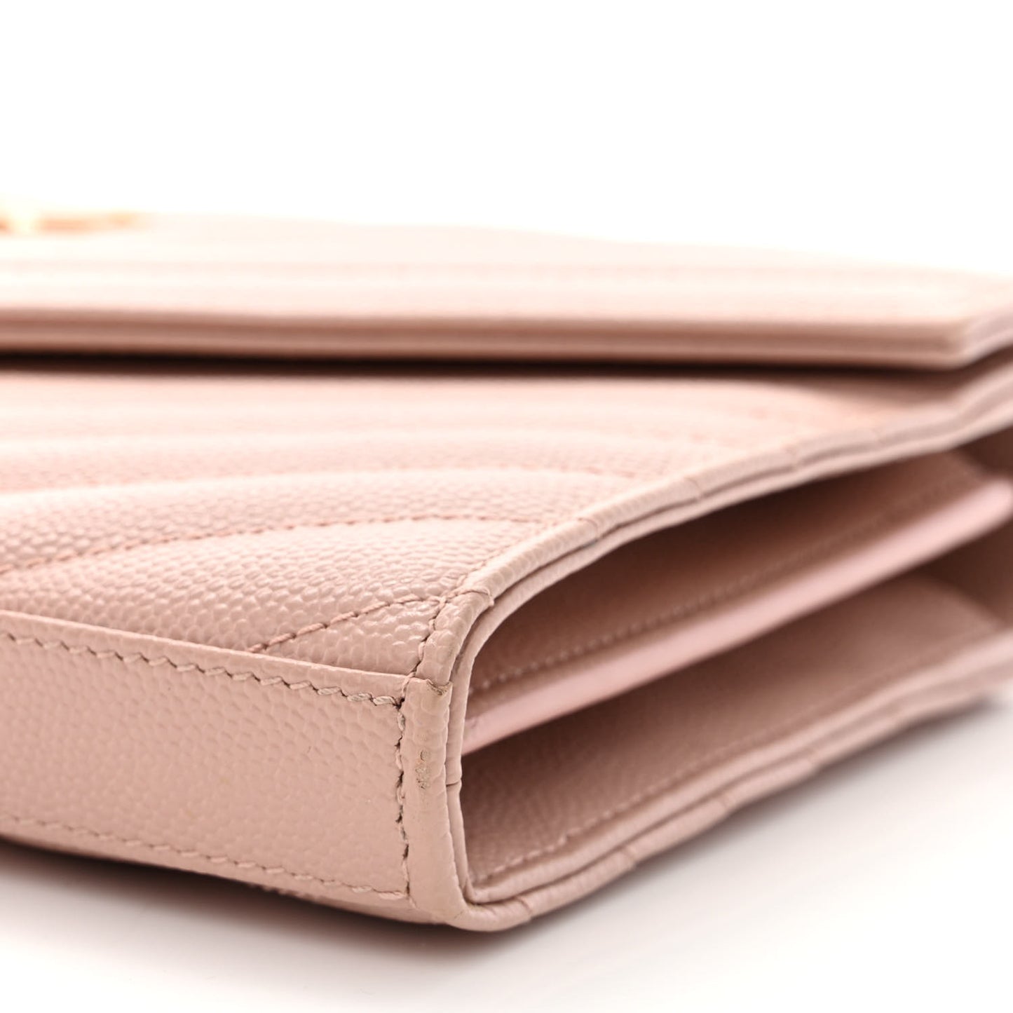 Grain De Poudre Matelasse Chevron Monogram Chain Wallet Pale Pink