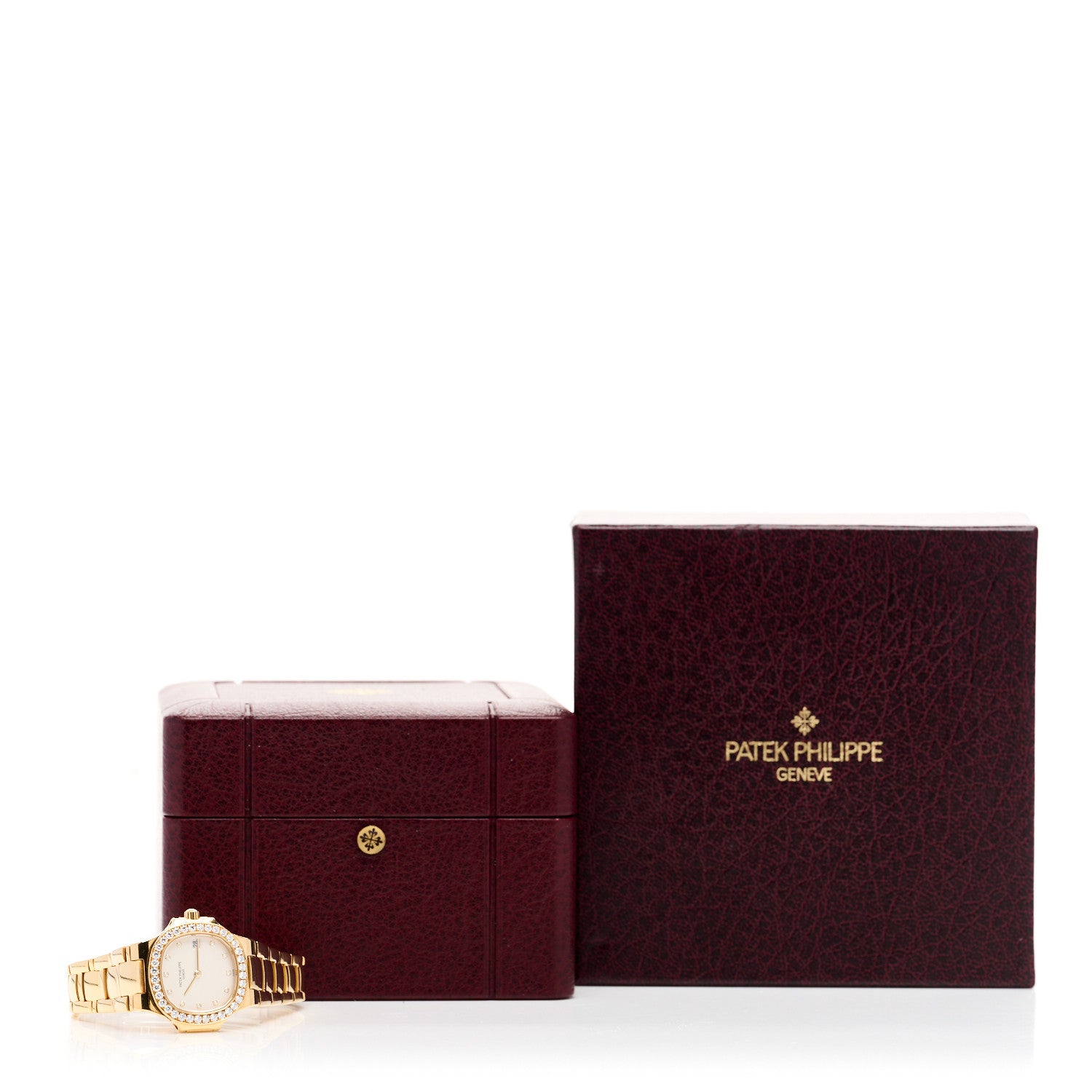 Patek Philippe 18K Yellow Gold Diamond 27mm Nautilus Quartz Watch White 4700/530 5 of 5