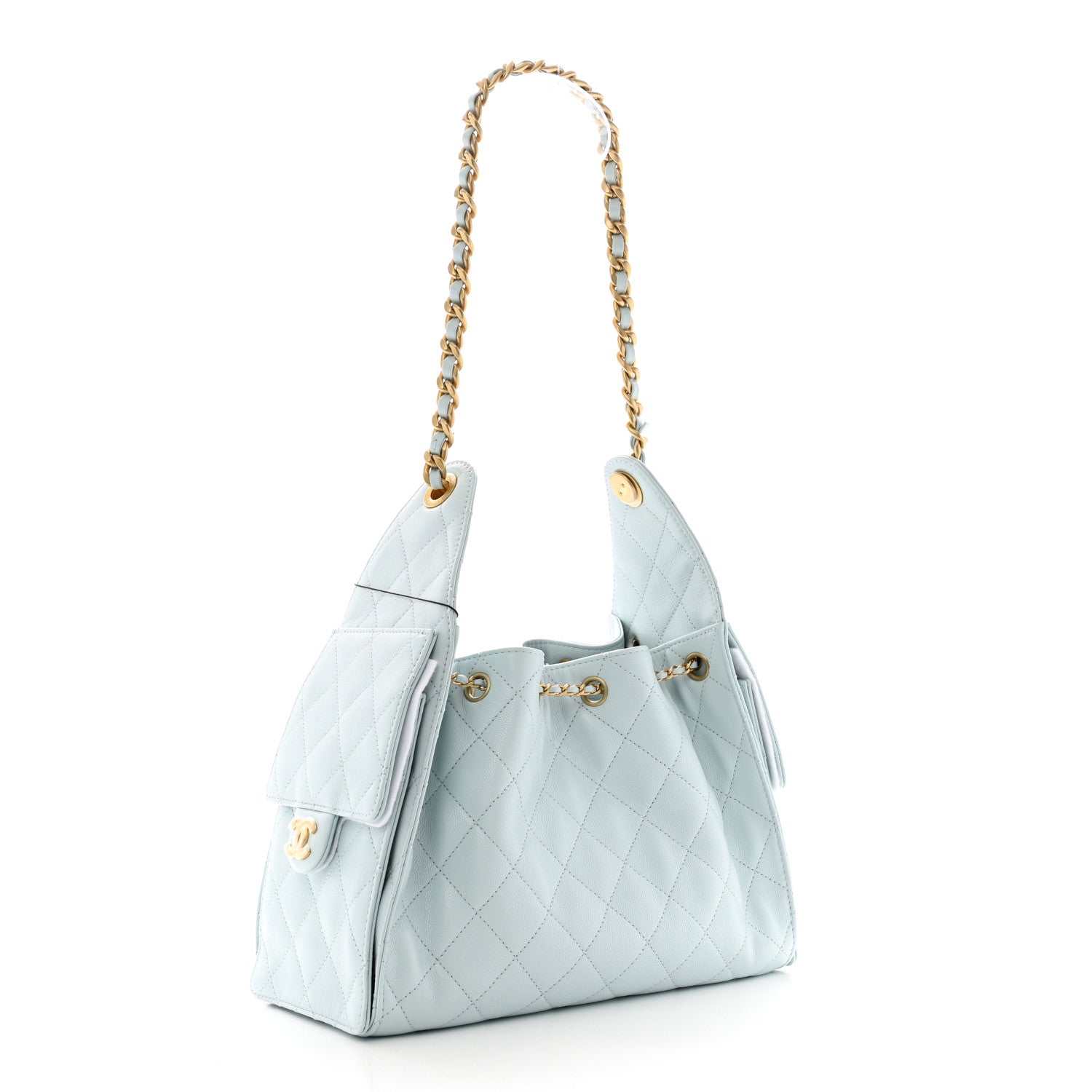 Chanel Caviar Quilted Small Chanel 25 Handbag Light Blue 3 of 13