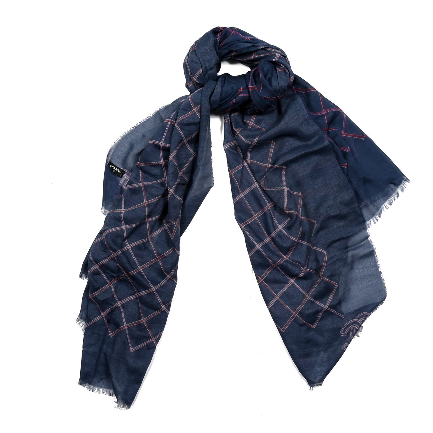 Cotton Cashmere Quilted CC Logo Stole Navy Pink