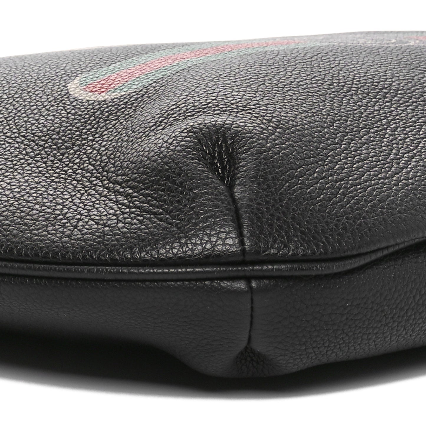 Grained Calfskin Logo Half Moon Hobo Black