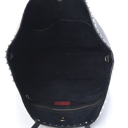 Valentino Garavani Grained Calfskin Rockstud Shoulder Tote Black 5 of 18