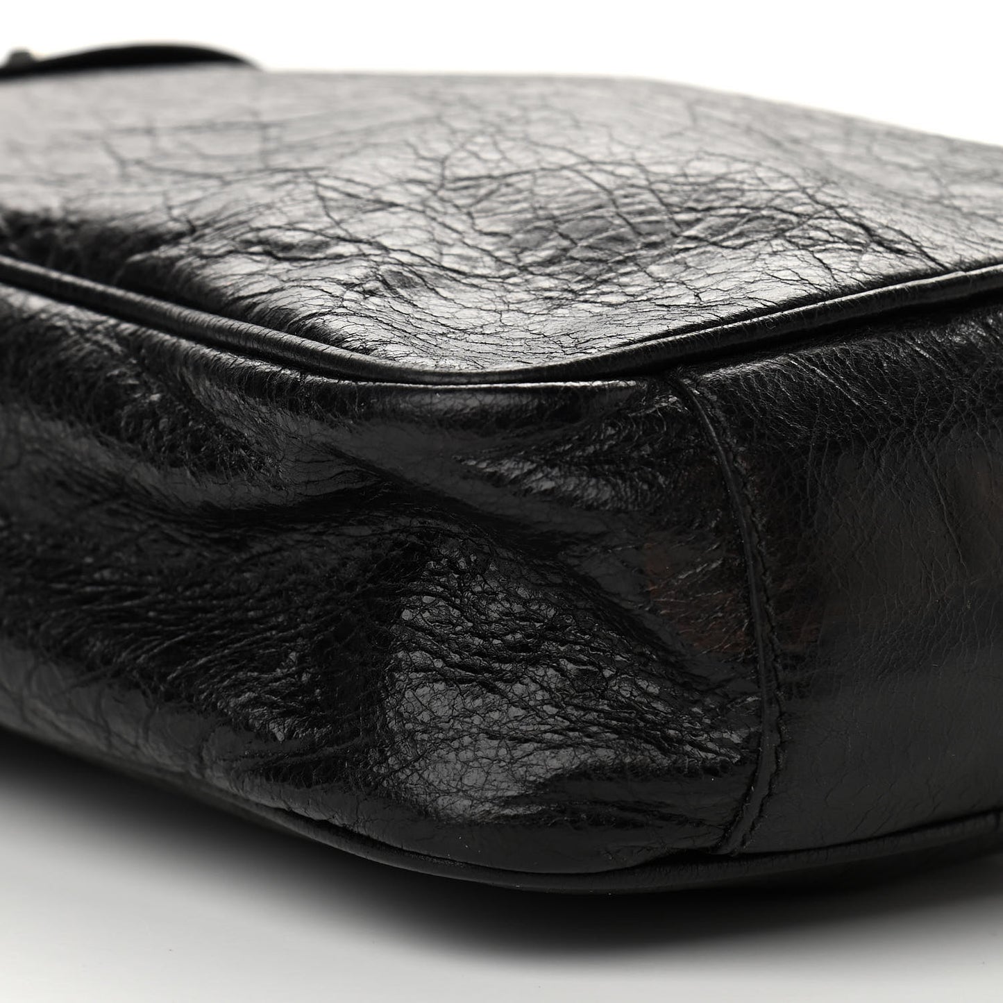 Agneau Classic Silver Hardware Reporter Shoulder Bag Black