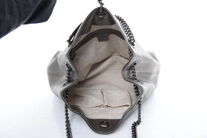 Gucci Metallic Pebbled Calfskin Medium Soho Chain Shoulder Bag Sasso 5 of 10