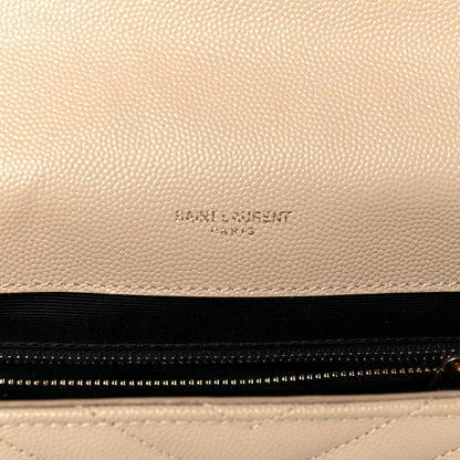 Saint Laurent Grain De Poudre Matelasse Chevron Large Monogram Satchel Nude Powder 6 of 11