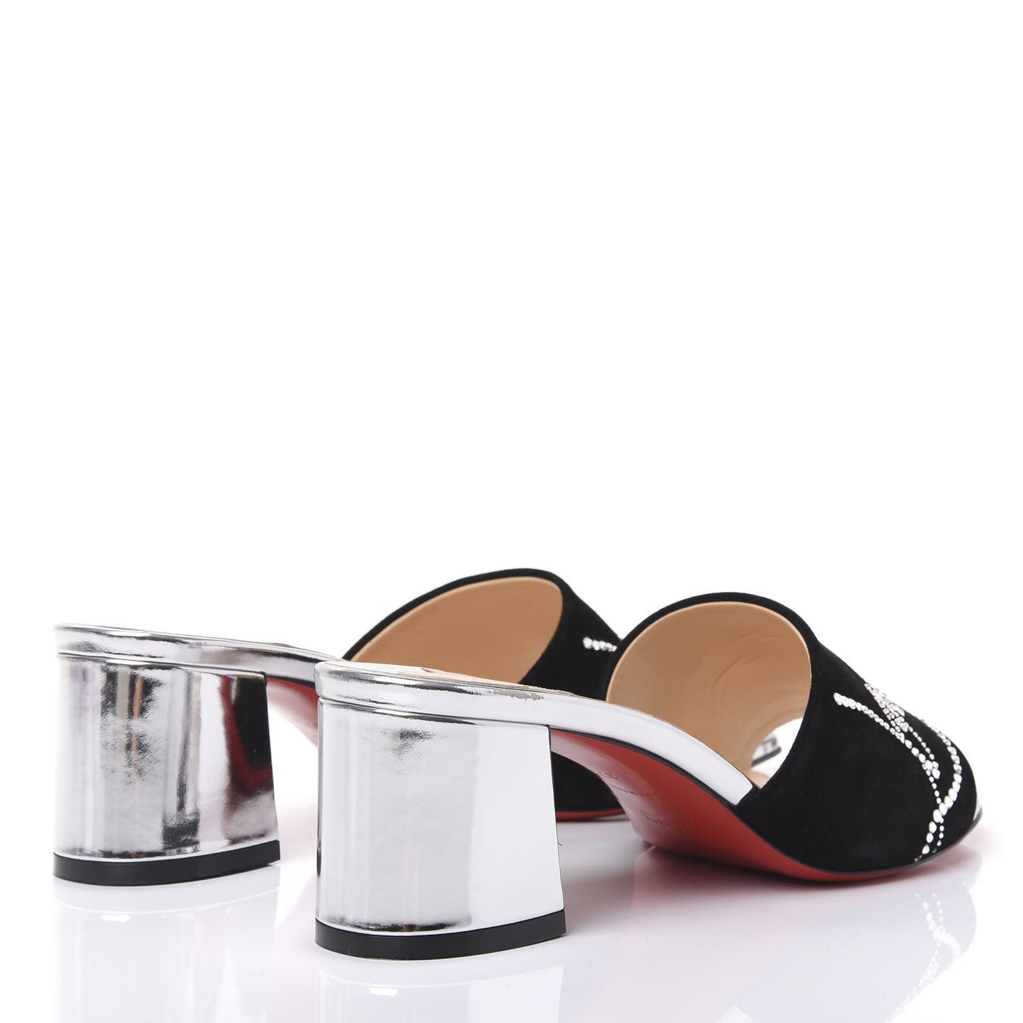 Calfskin Suede Strass Dear Home 55 Slide Sandals 37.5 Black