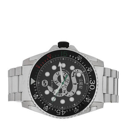 Gucci Stainless Steel 45mm Dive Snake Quartz Watch Black 2 of 4