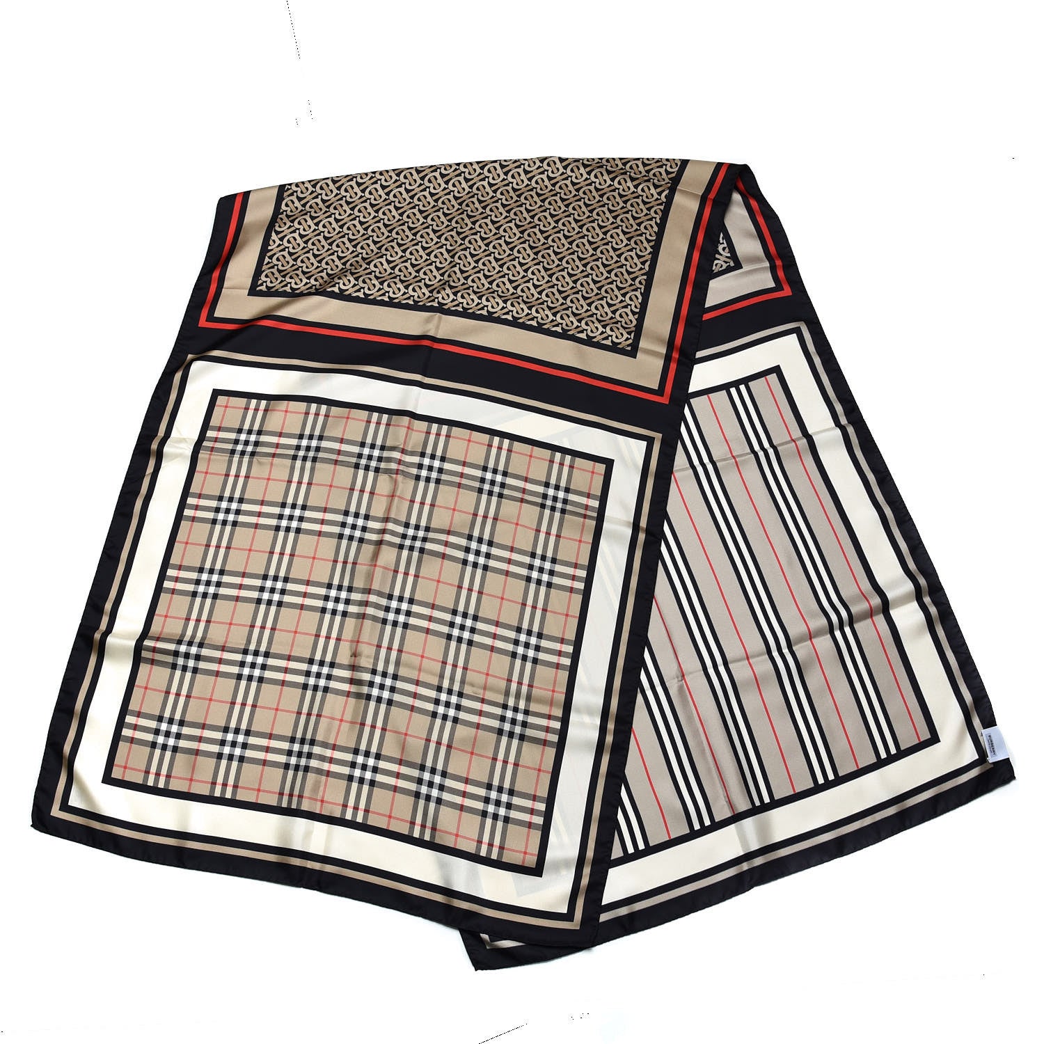 Burberry Silk Monogram Icon Check Print Scarf Archive Beige 3 of 5
