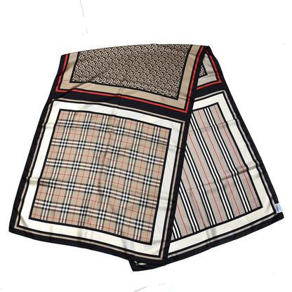 Burberry Silk Monogram Icon Check Print Scarf Archive Beige 3 of 5