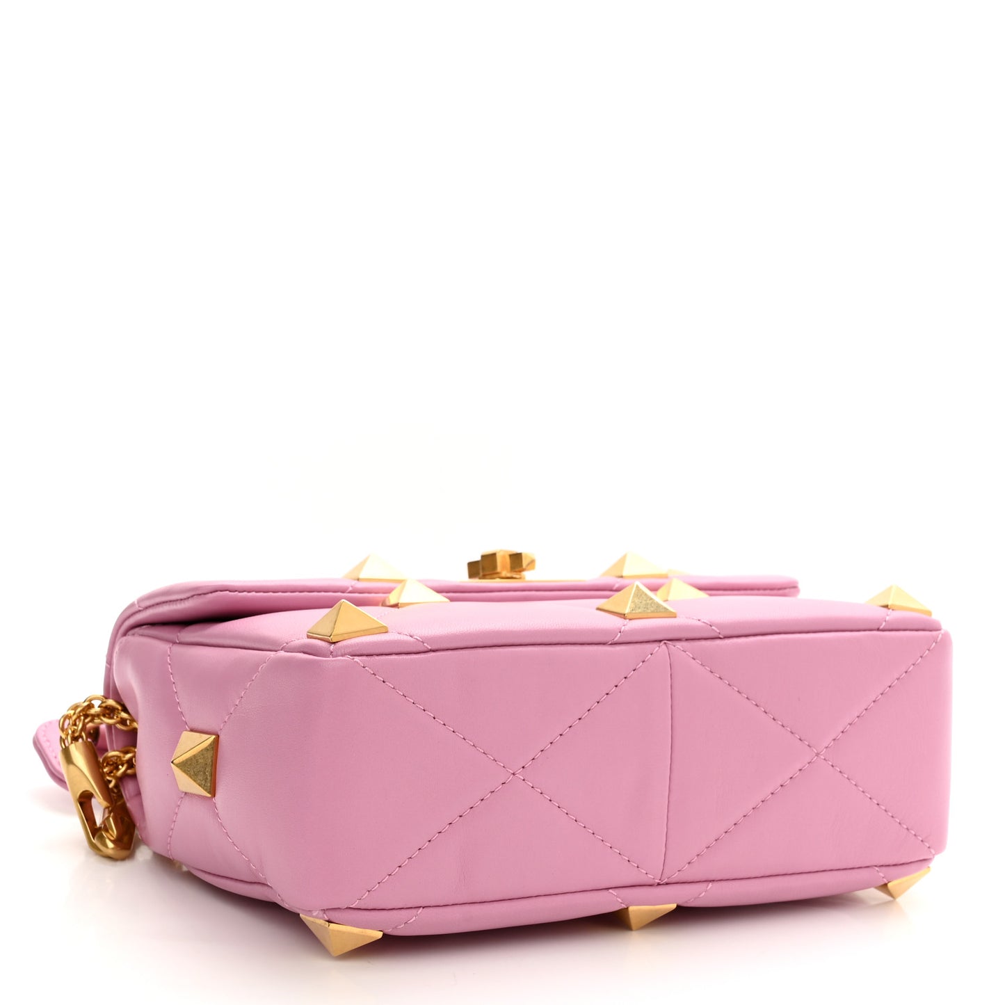Nappa Medium Roman Stud Shoulder Bag Pink Borealis