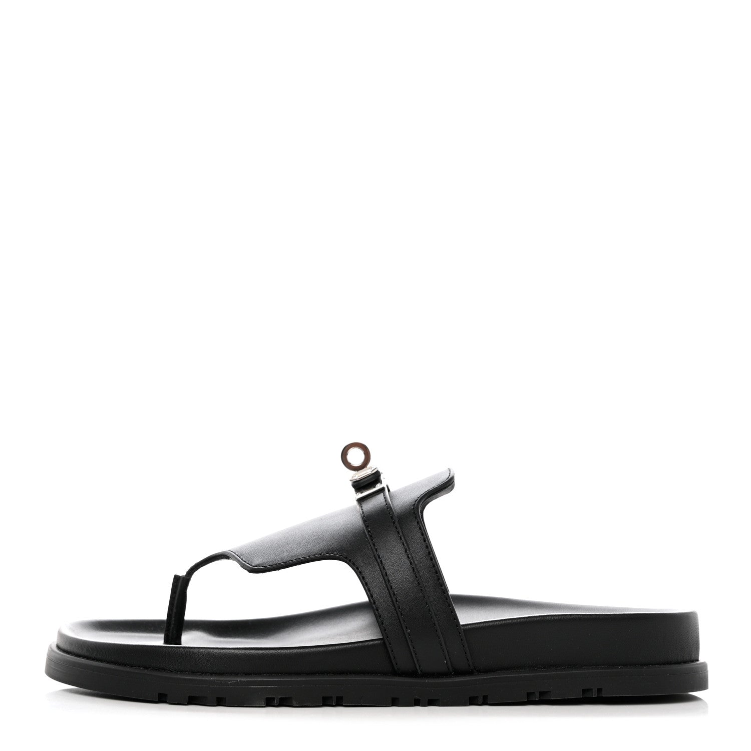 Hermes Calfskin Womens Empire Sandals 37 Black 1 of 9