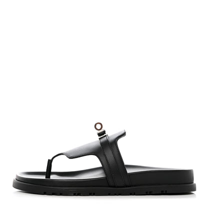 Hermes Calfskin Womens Empire Sandals 37 Black 1 of 9