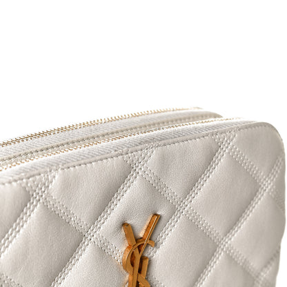 Saint Laurent Grained Lambskin Quilted Mini Becky Double Zip Bag Vintage White 14 of 15