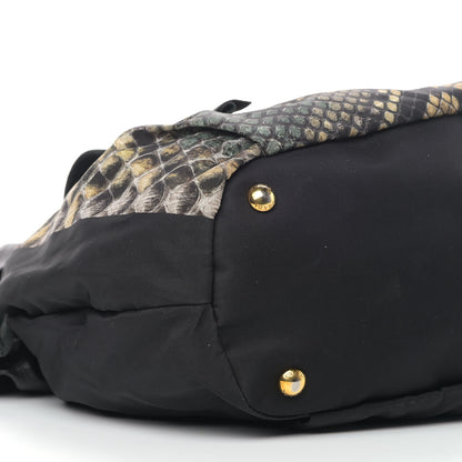 Prada Nylon Python Print Large Bow Bag Verde 7 of 9