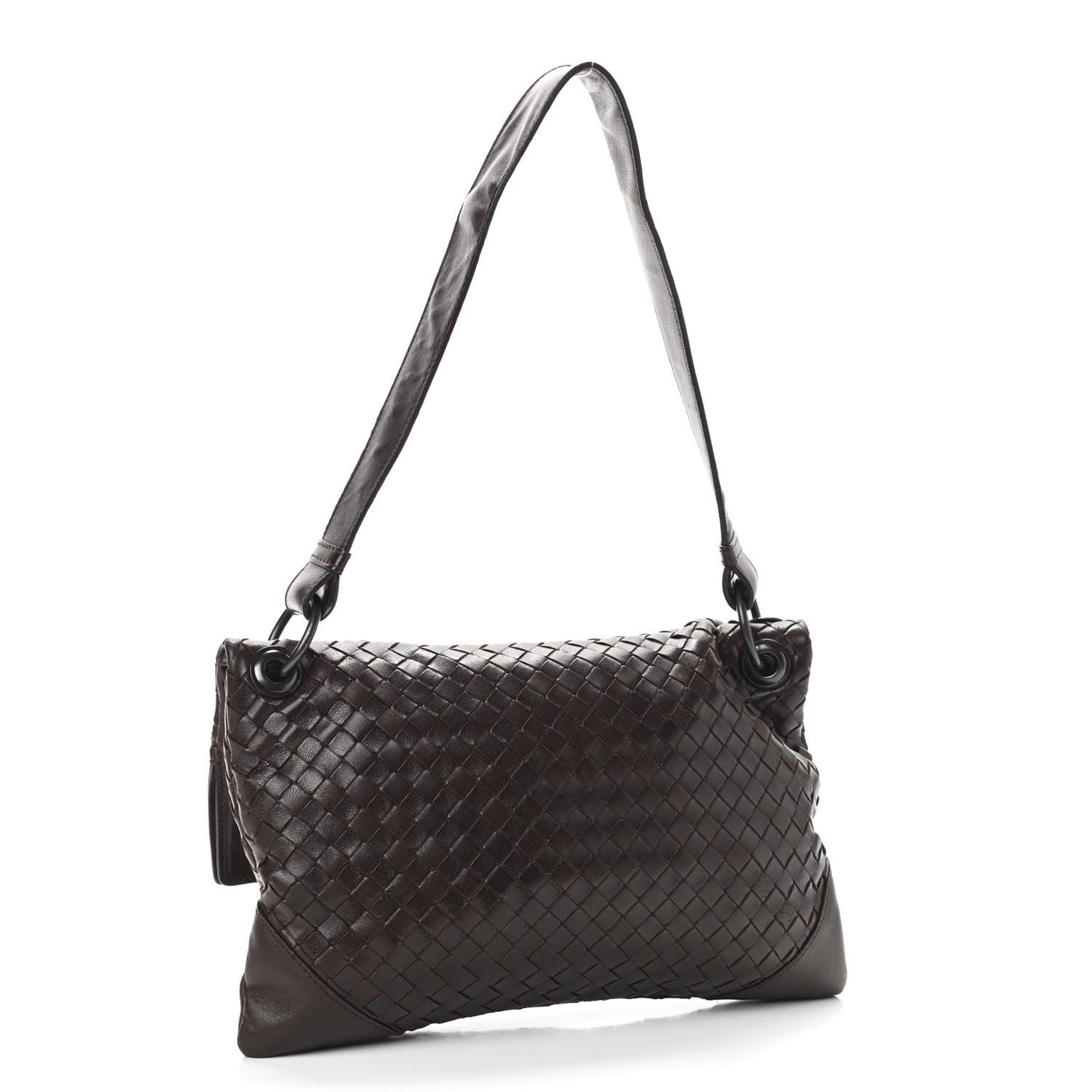 Nappa Intrecciato Flap Shoulder Bag Ebano