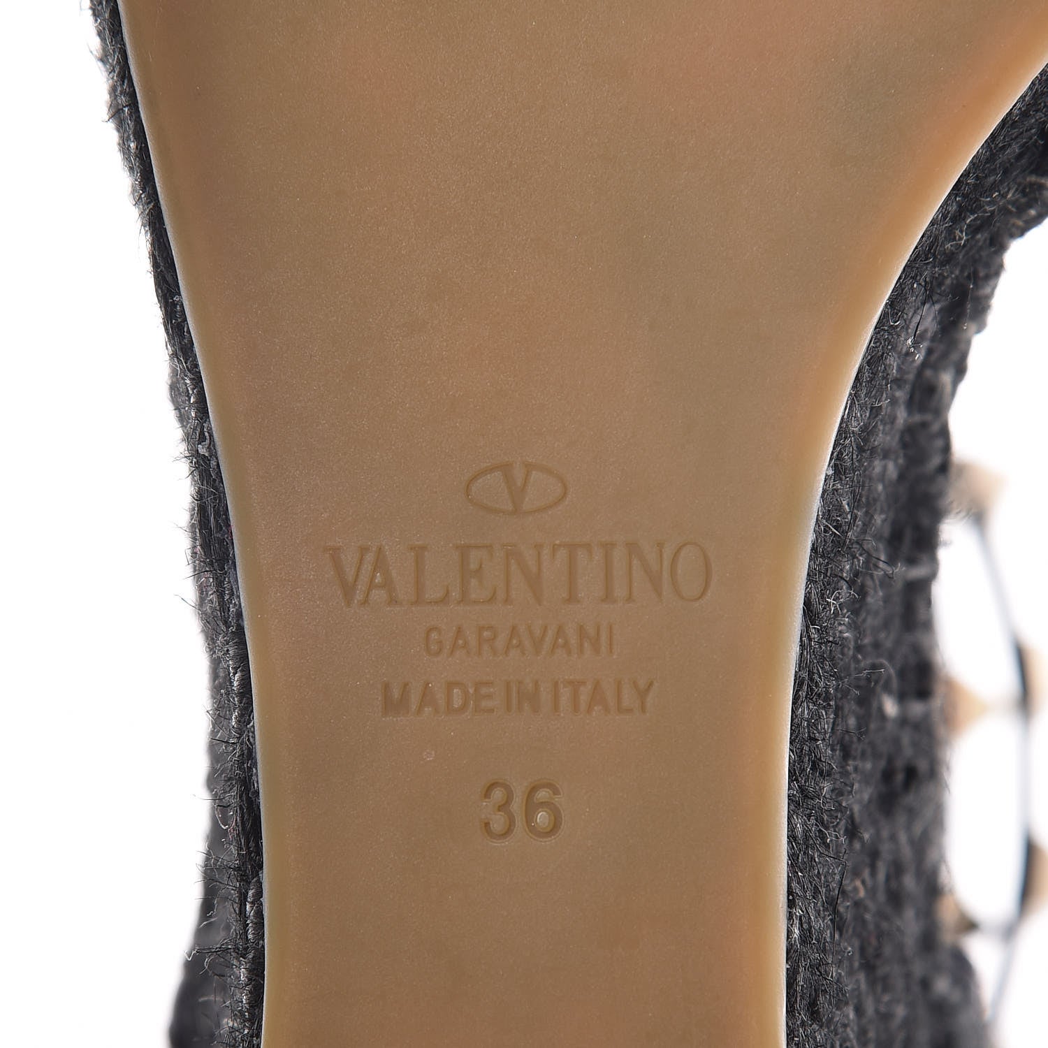 Valentino Garavani Grained Calfskin Rockstud Ankle Wrap Espadrille 15/75mm Wedges 36 Deep Denim 8 of 12