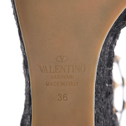 Valentino Garavani Grained Calfskin Rockstud Ankle Wrap Espadrille 15/75mm Wedges 36 Deep Denim 8 of 12