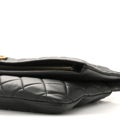 Chanel Lambskin Quilted Beauty CC Boy Clutch Black 10 of 12