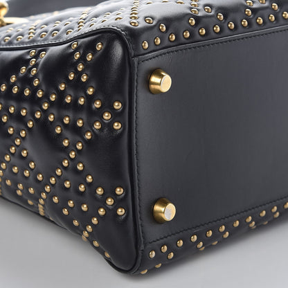 Christian Dior Calfskin Cannage Studded Medium Supple Lady Dior Black 9 of 10