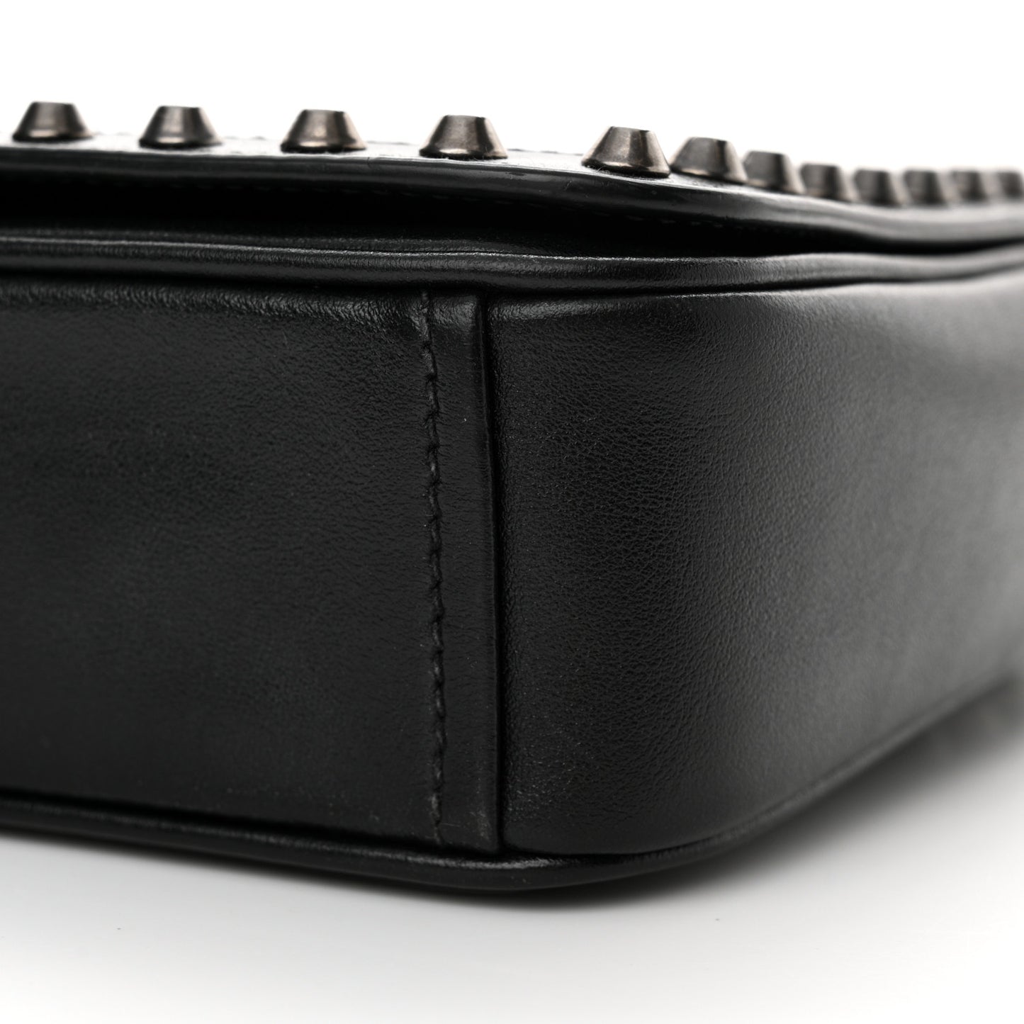 Glace Calfskin Studded Crossbody Black