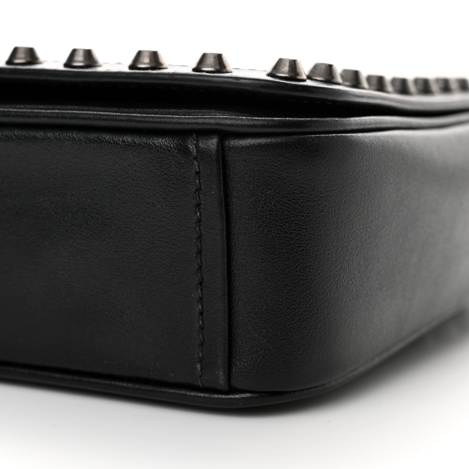 Prada Glace Calfskin Studded Crossbody Black 9 of 11