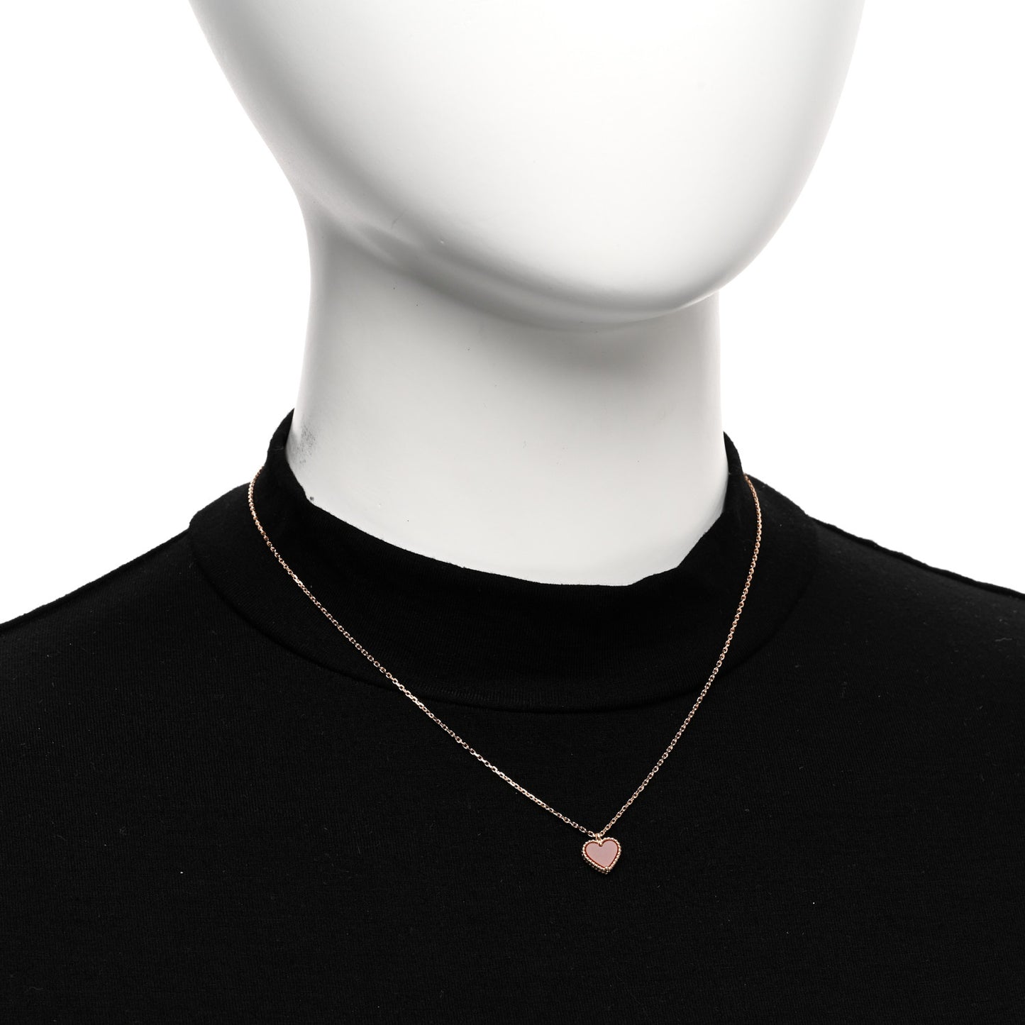 18K Rose Gold Carnelian Sweet Alhambra Heart Pendant Necklace