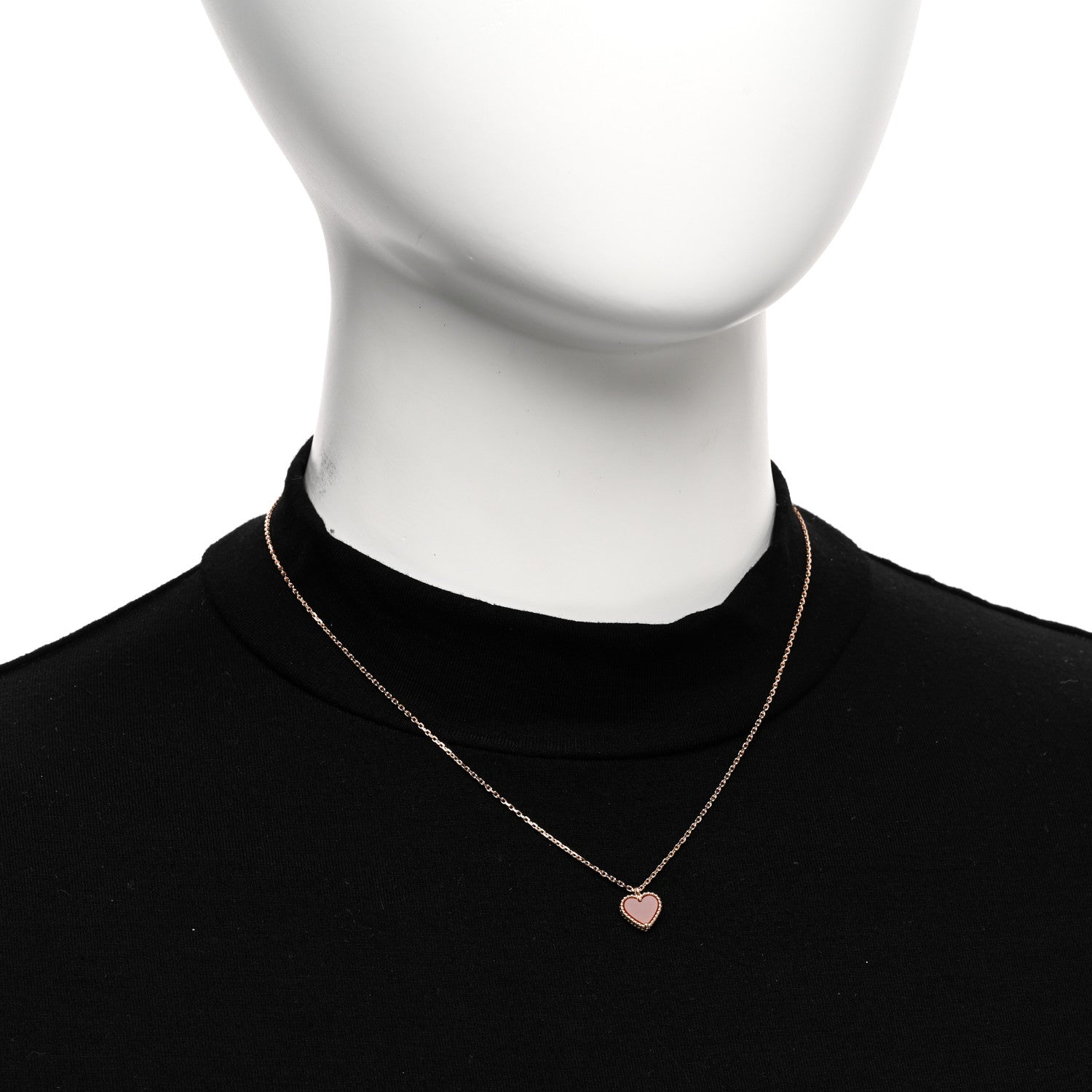 Van Cleef & Arpels 18K Rose Gold Carnelian Sweet Alhambra Heart Pendant Necklace 2 of 6