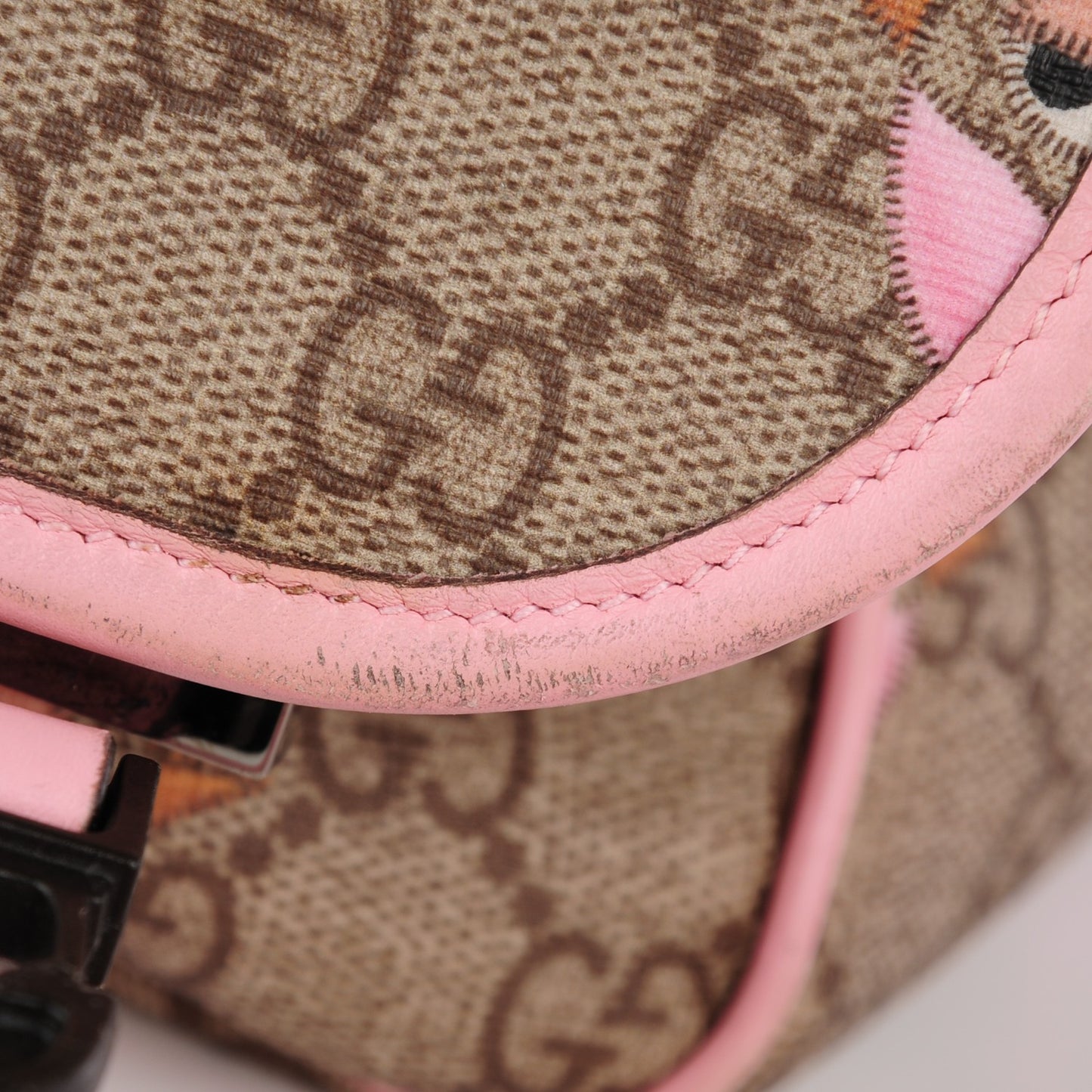 GG Supreme Monogram Zoo Birds Messenger Print Diaper Bag Pink