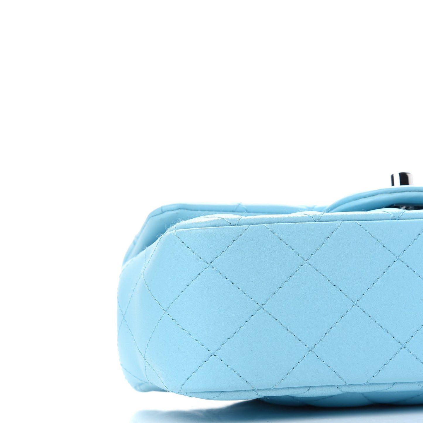 Lambskin Quilted Mini Rectangular Flap Light Blue